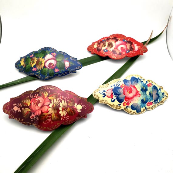 Vintage Handmade Splatter Ceramic Barrette Ceramic Art Barrettes Buy 5 save $10! - Dana Simson Design main image 2