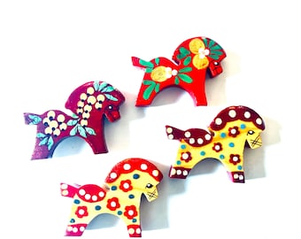 Hand-Painted Wooden Horse Magnet, Lunar New Year Gift