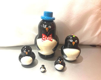 Penguin Nesting Animal Doll, Hand-Painted Stacking Gift Set