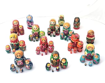 Traditional Hand Painted Nesting Dolls Set One Small Matryoshka Stacking Set in Assorted Color