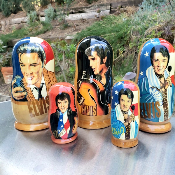 Elvis Presley Handmade Nesting Dolls Collectable Stacking Doll 5 piece Set