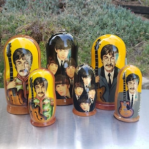 Beatles Nesting Dolls Set, Collectable Beatles Memorabilia Staking Handcrafted Matroska Set, Best Gift for  Beatles fan