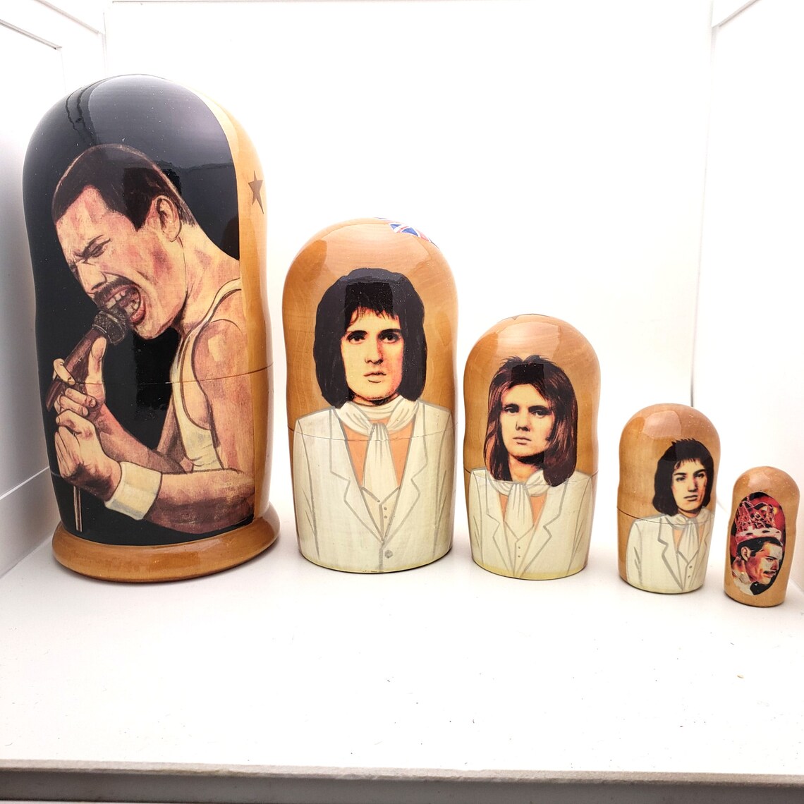 Queen Rock Band Handcrafted Nesting Dolls Set Freddie Mercury Etsy