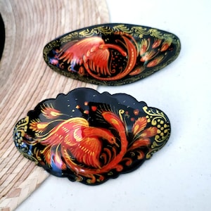 Russian Hand Painted Hair Clips - Etsy display picture 1