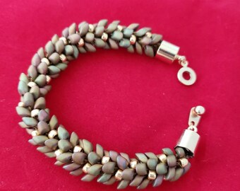 Gold and Rose Gold Beaded Kumihimo Bracelet