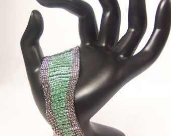 Green and Silver Metallic Plated  Miyuki Bracelet