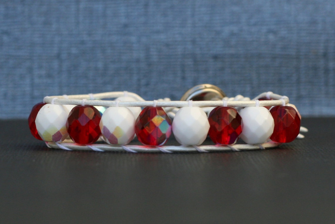 Christmas bracelet candy cane bangle wrap bracelet Etsy