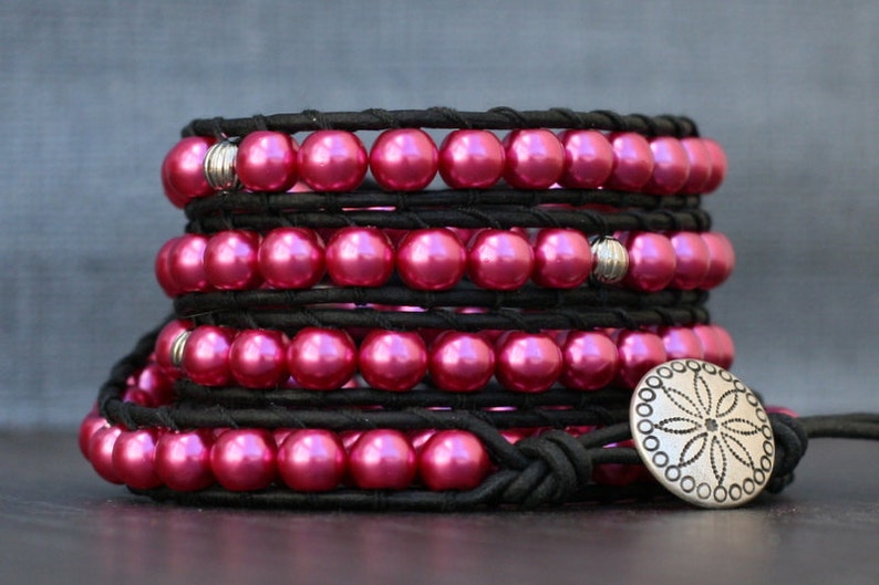Mini Beads Flex Bracelet in Raspberry Marble