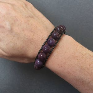 Lepidolite Bracelet Stacking Wrap Bracelet Purple Gemstone on Pewter ...