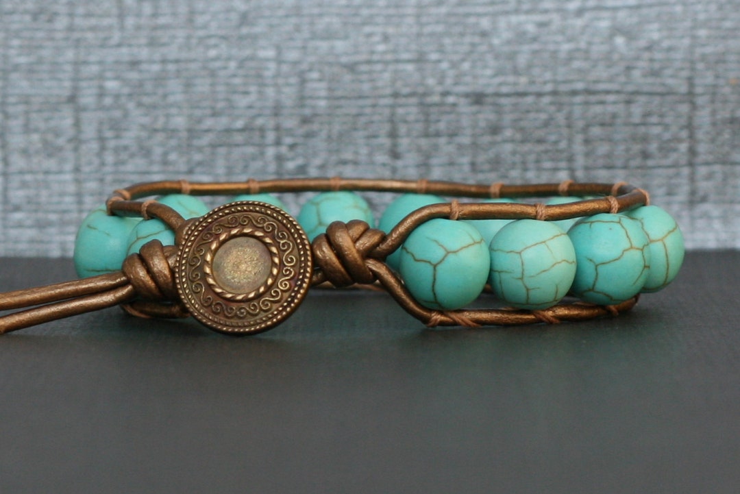 483. Turquoise and Brown Beaded Wrap Bracelet main image 0