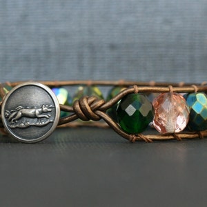 Woodland Jewelry Wolf Bracelet Fox Jewelry Green and Brown Crystal on ...