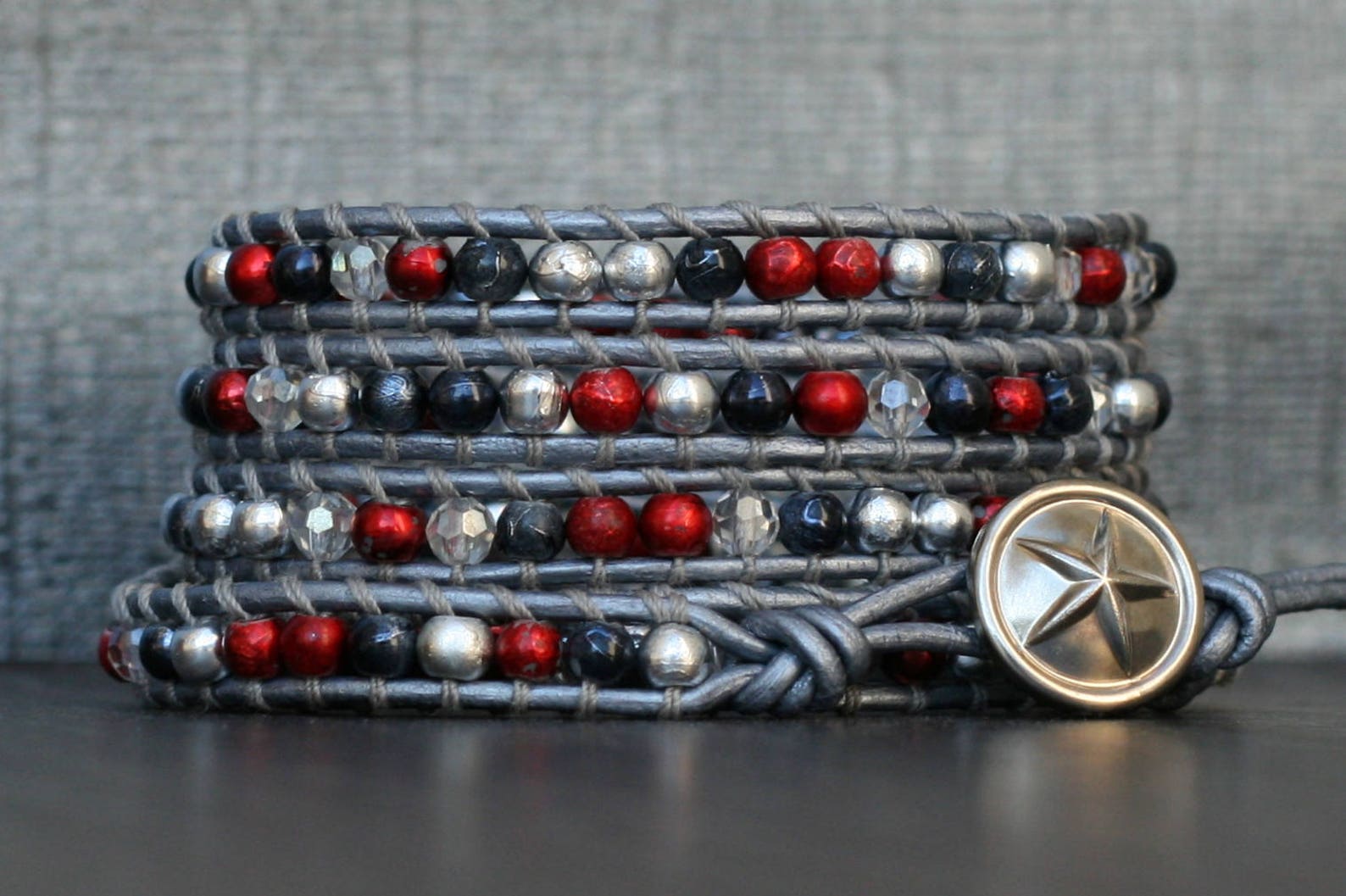 READY TO SHIP Wrap Bracelet Red White and Blue With Crystal Etsy