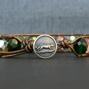 Woodland Jewelry Wolf Bracelet Fox Jewelry Green and Brown Crystal on ...