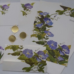 Vintage Current Stationery Lot w/ Seals ~ Flower Garden ~ Fold a Note Seal Send Linda K Powell ~ Iris Morning Glory
