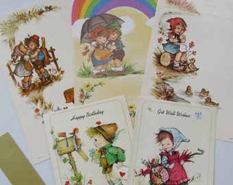 Sweet Vintage Stationery Anneliese Children - Seal n Send ~ Rainbow Umbrella & Flowers