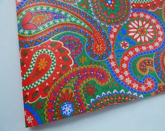 Vintage 70's Gift Wrap Sheet ~ Groovy Paisley Retro Bohemian ~ Christmas Colors Designs Paper Crafts ~ Gift Giving ~ Junk Journal Scrapbook