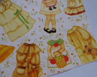 Vintage Unused Gift Wrap Portion Birthday Paper Doll Little Girl Retro 70's 80's Teddy Bear Craft Junk Journal Wrapping Paper Sheet Ephemera