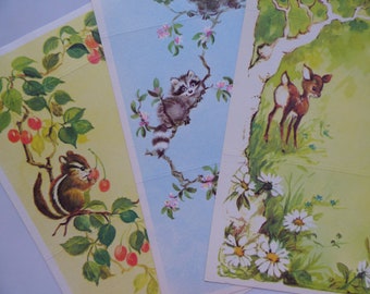 Vintage Stationery ~ Forest Friends ~ Woodland Animals ~ Fold A Note ~ Stationery Sheets