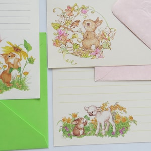 Vintage Stationery Assortment ~ Cuddly Critters ~ Flowers Rabbits & Lamb ~ Collection SO CUTE!