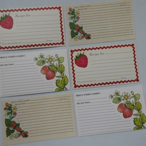 Vintage Recipe Cards x6 ~ Strawberry Dreams ~ Rick Rack ~ Double Card