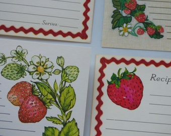 Vintage Recipe Cards x6 ~ Strawberry Dreams ~ Rick Rack ~ Double Card