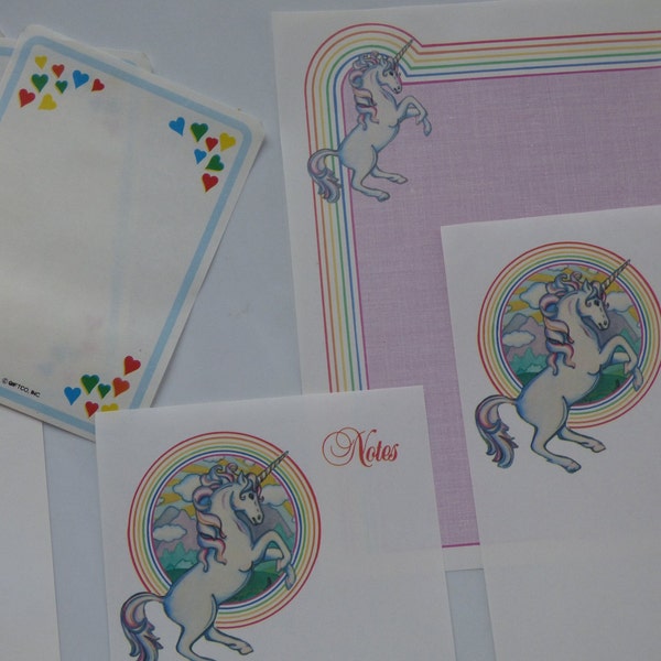 Vintage Stationery Ephemera Lot ~ Unicorn & Rainbow Assortment ~ Letter Set ~ Pastels ~ Butterfly ~ Pen Pal ~ Journal Crafting ~ Collectible