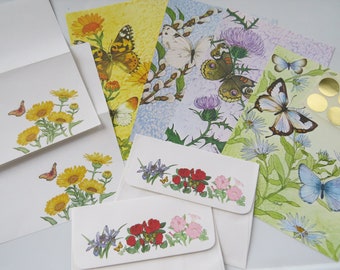 Vintage Current Stationery ~ Butterfly Flower Garden Includes 2 Rare Floral Letter Sets Beautiful 8 Pc Lot Garden Journal Pen Pal Snail Mail