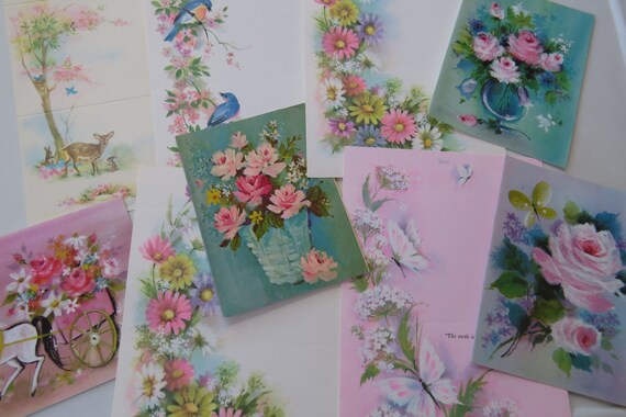 Vintage Stationery ~*~ Current ~*~ Fold A Note ~*~ Sweet Peas /& Nasturtiums ~*~ In The Garden
