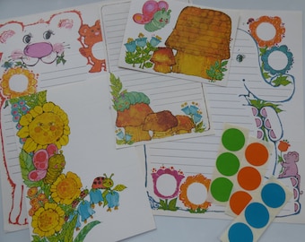 Vintage Current Fold A Note Stationery Lot ~ Kisten Howe ~ 70's Juvenile ~ Elephant Bear Mouse