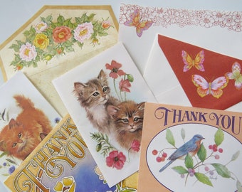 Vintage Stationery ~*~ Kittens in the Garden ~*~ Cottagecore ~ Current ~ Cats Flowers Bird & Butterflies ~ Snail Mail