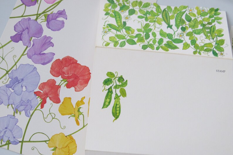 Vintage Stationery ~*~ Current ~*~ Fold A Note ~*~ Sweet Peas /& Nasturtiums ~*~ In The Garden