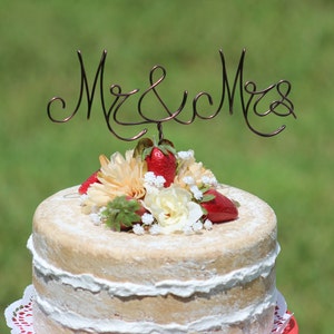 Brown Wire Mr & Mrs Wedding Cake Toppers Decoration Beach wedding Bridal Shower Bride and Groom Rustic Country Chic Wedding image 1