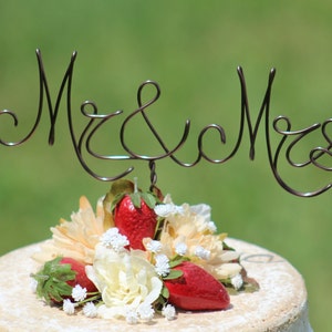 Brown Wire Mr & Mrs Wedding Cake Toppers Decoration Beach wedding Bridal Shower Bride and Groom Rustic Country Chic Wedding image 2