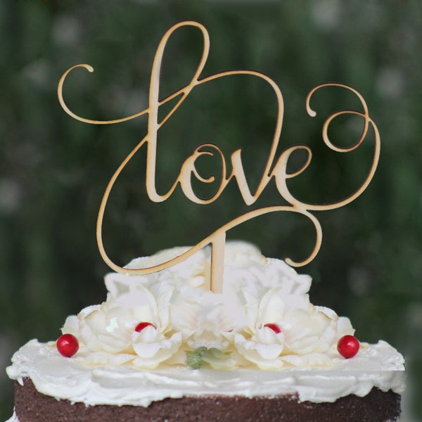 Rustic LOVE Wedding Cake Topper | Wooden Cake Topper | Engagement Cake Topper | Cake Topper for Wedding | Cake Top | Wedding Cake Decorating