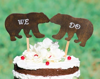 WE DO Bear Cake Topper - Mr & Mrs Bear-  Bride and Groom - Rustic Country Chic Wedding