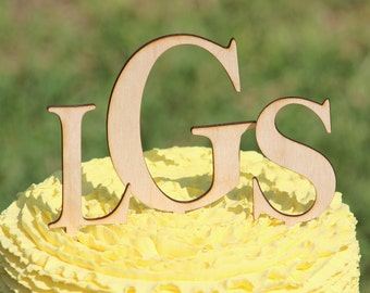 Rustic Monogram Wedding Cake topper - Wooden cake topper - Personalized Cake topper