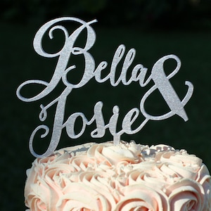 Silver Custom Wedding Cake topper | Wedding Cake Topper | Engagement Topper | Personalized Cake Topper | Cake Toppers for Weddings |
