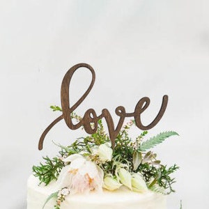 Rustic LOVE Cake Topper - Wooden cake topper - Engagement Cake topper - Unique Wedding Cake Topper - Wedding Cake Topper