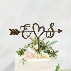 Rustic Wedding Arrow Cake Topper | Custom Cake Topper | Beach Wedding | Bridal Shower Cake Topper |  Rustic Country Chic Wedding Cake Topper