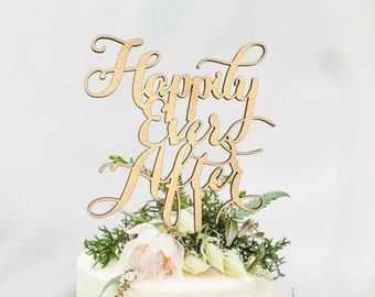 Gold Rustic"Happily ever after" Wedding Cake Topper - Cake Toppers - Rustic Country Chic Wedding - Wedding Cake Topper - Beach Cake Topper