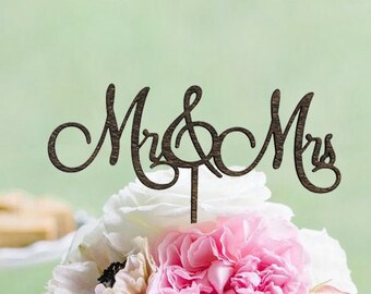Rustic Mr & Mrs Cake Topper - Rustic Country Chic Wedding Cake Topper - Wedding Cake Toppers