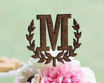Monogram Wedding Cake topper - Wooden Wedding Cake Topper - Personalized Wedding Cake Topper - Rustic Wedding Cake Topper