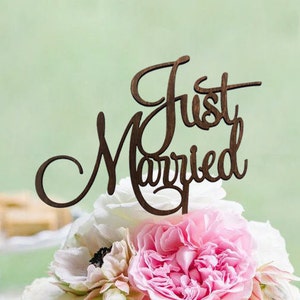 Rustic &quot;Just Married&quot; Wedding Cake Topper - Cake Toppers - Rustic Country Chic Wedding - Wedding Cake Topper - Beach Cake Topper -