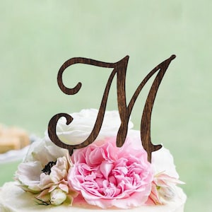 Monogram Wedding Cake topper Wooden Wedding Cake Topper Personalized Wedding Cake Topper Rustic Wedding Cake Topper image 1