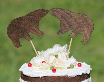 Bear Cake Topper - Cupcake Topper - Personalized Wedding -  shabby chic, outdoor, cottage chic