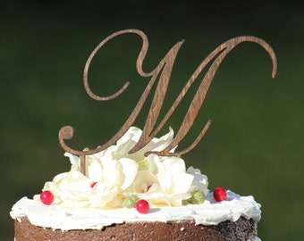 Monogram Wedding Cake topper - Wooden cake topper - Personalized Cake topper