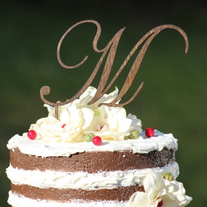 Monogram Wedding Cake topper - Wooden cake topper - Personalized Cake topper