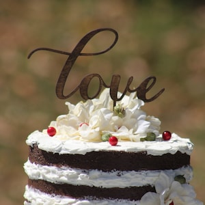 Rustic LOVE Wedding Cake topper - Wooden cake topper - Engagement Cake topper