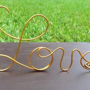 Gold Wire Love wedding Cake Toppers Decoration Beach wedding Bridal Shower Bride and Groom Rustic Country Chic Wedding image 1