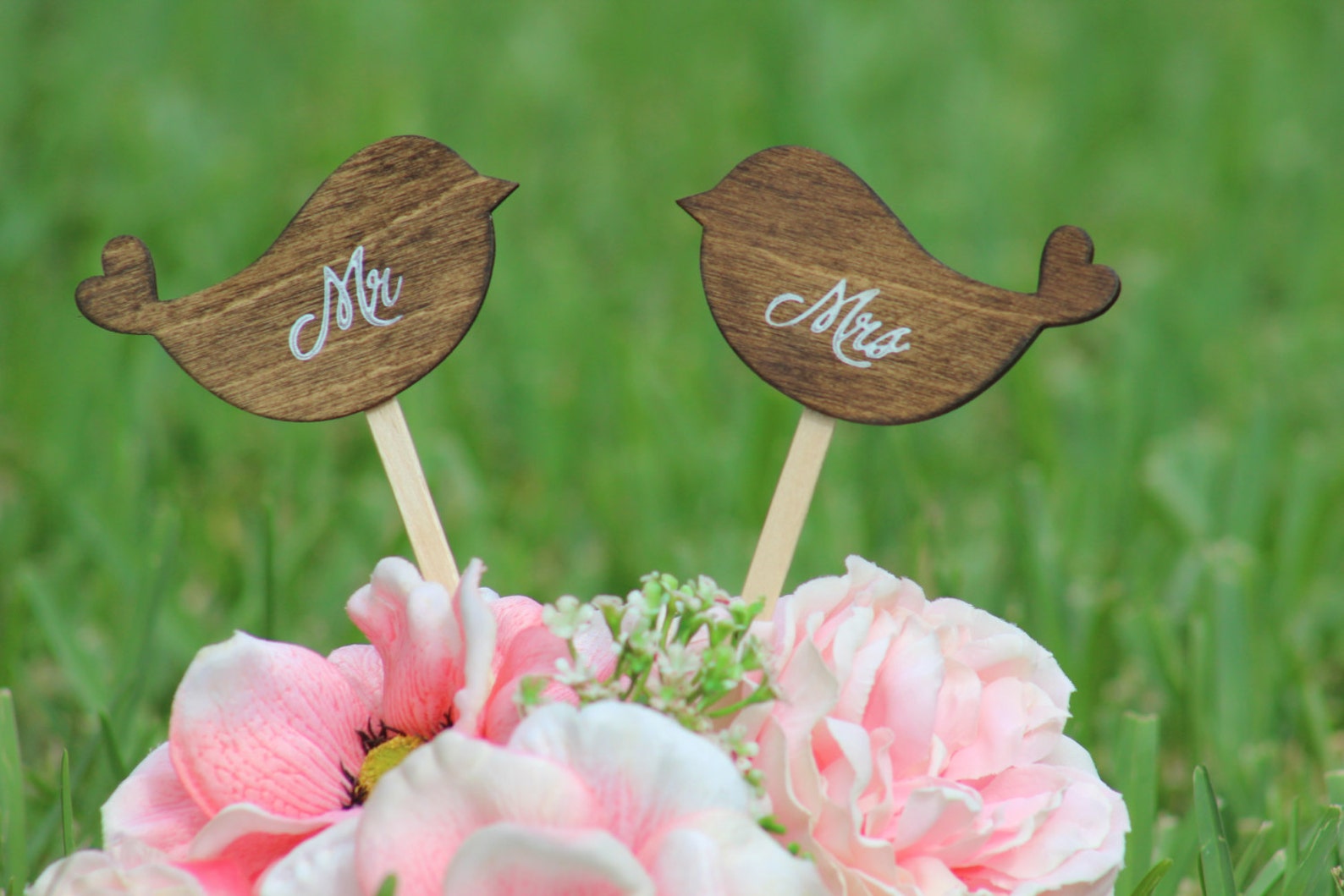 Lovebirds Cake Topper Mr & Mrs Wedding Cupcake Topper Etsy
